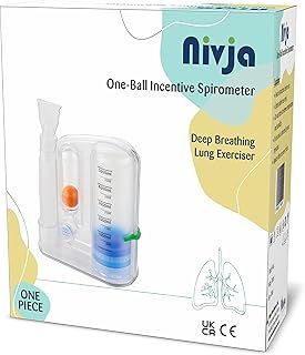 NIVJA Deep Breathing Lung Exerciser, One ball Incentive Spirometer, Breathing Trainer for Strong Lungs, Inspiratory Expiratory Muscle Trainer, Hygenic Seal