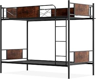 Single Metal Bunk Bed, 3FT Loft Bed Frame with Ladder & Full-Length Safety Guardrail, No Box Spring Needed, Heavy-Duty High Bed Loft Sleeper for Adults Teens Kids
