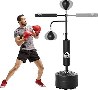 HOMCOM 3-in-1 Boxing Punching Bag Free Standing with 2 Speed Balls, 360° Relax Bar, PU-Wrapped Boxing Bag and Fillable Base, 160-230cm Adjustable Height