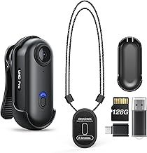 BOBLOV W4 2K Body Camera, Wearable 128GB Body Cam with 360°Rotate Clip & Magnetic Clip, 120 Minutes for Recording, Mini Camera Easy to Use for Lecture, Traveling, Pet Walking(128GB)