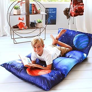Butterfly Craze Floor Pillow Case, Mattress Bed Lounger Cover, Star Navy, Queen, Cozy Seating Solution for Kids & Adults, Recliner Cushion, Perfect For Reading, TV Time, Sleepovers, & Toddler Nap Mat