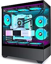 PC Case - Pre-Installed 5 PWM ARGB Fan, ATX Mid-Tower Gaming PC Case, F1 (Black, F1)