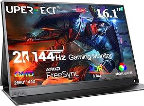 UPERFECT Gaming Monitor 144Hz 16.1 Inch Portable Monitor 2K 2560x1440 Support Freesync, IPS Display, 100% sRGB Matte Monitor with Mini HDMI/Type-C Port, Second Monitor for Laptop/PC/Mac/PS3/Phone