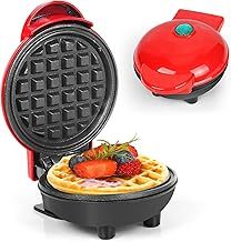 AHDXKUE Mini Waffle Maker Non-Stick Waffle Iron Machine, Mini Pancake Maker with Power/Ready Indicator Light Waffle Maker for Waffles, Sweet/Savoury Snacks Desserts, Red