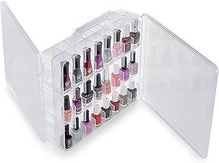GDICONIC 48 Bottles Universal Clear Portable Nail Polish Cosmetic Organizer Holder Display Container Double Side Storage Case Dividers Space Saver Box