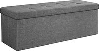 SONGMICS Storage Ottoman, Foldable Small Ottoman Foot Rest, 38 x 110 x 38 cm, Cube Ottoman with Storage, Load up to 300 kg, for Living Room, Bedroom, Entryway, Dark Grey LSF80GYZ