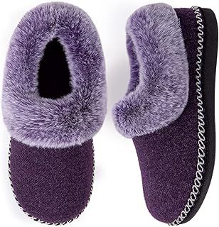 Women's Bootie Slippers Warm Soft Comfy Memory Foam Non-slip Indoor House Shoes with Fluffy Collar