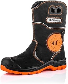 BUCKLER BVIZ5 Black Orange Hi Visibility 360 Reflective Waterproof Full Safety Rigger Boot with Ankle Protection & Pull On Handles