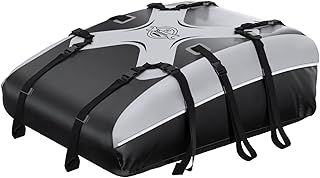 Sailnovo Car Roof Bag Roof box,580L/ 20 Cubic Waterproof Car Roof Box Cargo Carrier Fit Without Roof Bars/Racks/Rails with Anti-Slip Mat,Security Lock,6 Door Hooks (Classic Grey-Black)