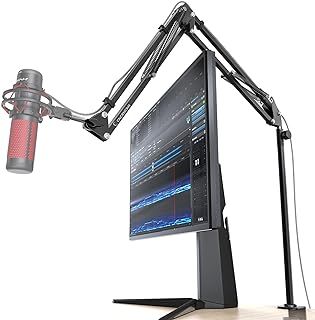 Boom Arm, 360° Rotatable Microphone Stand with Desk Mount, Foldable Desk Mic Arm with 3/8'' to 5/8'' Screw Adapter, Microphone Arm for Live Streaming, Gaming, Podcasting[Heightened Version]