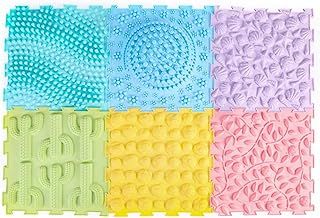 Playlearn 6Pcs Massage Sensory Puzzle Mats Kids and Adults-29cm Orthopedic Game Mat for Sensory Play-Jigsaw Interlocking Floor Mats for Kids Playroom