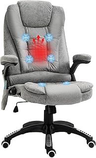 Vinsetto Office Chair, Ergonomic Desk Chair with 6-Point Massage and Back Heated, Microfiber Cloth Computer Gaming Chair with Arms, Lumbar Support, Grey