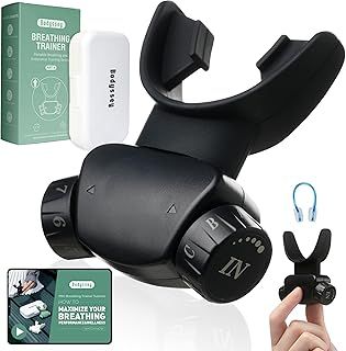 Adjustable Respiratory Trainer, Handheld Breathing Exercise Device with Dual Mouthpieces, Independent Resistance Settings for Enhanced Breathing Techniques (Matte Black)