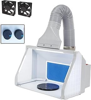 Double Fans Airbrush Spray Booth Kit Portable Airbrush Paint Booth with Filter LED Lights and Adjustable Knobs for Model Painting, Hobby Painting, Crafts, Cake,T-Shirt Ophir