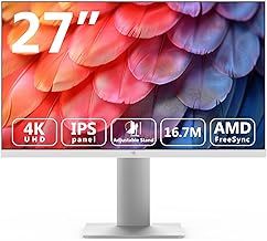 Z-Edge 27 Inch 4K Monitor UHD(3840x2160) IPS Panel 75Hz(DP) LED Monitor, 250 cd/m², HDR10, FreeSync, Flicker Free, HDMI x2, DisplayPort x2, Height & Tilt Adjustable & Pivot - White
