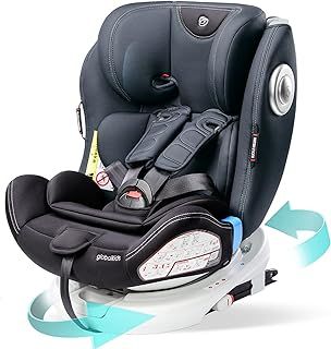 Safety Baby Car Seat with Isofix and Top Tether, 360 Degree Rotating Child Seat for All Group 0-12 Years Old (up to 36kg), Black (2022 Edition)