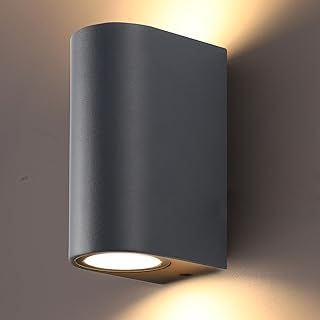 LASIDE Outdoor Anthracite Grey GU10 Up Down Wall Lights, IP44 Waterproof Aluminium Garden Lights - Mains Powered for Patio, Terrace, Garden, Balcony, Porch, Garage