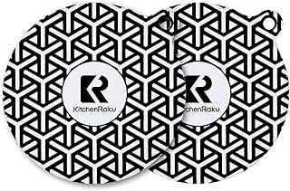KitchenRaku Set of 2 Induction Hob Protector-Induction Cooktop Mat - (Magnetic) Cooktop Scratch Protector - for Induction Stove,Multifunctional Silicone Mats - for Air Fryer Liners (20cm)