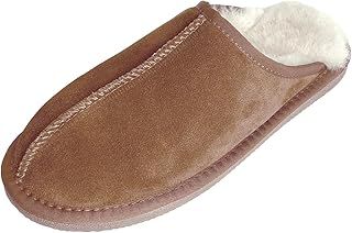 Sheepskin World Men's 'Michael' Sheepskin Slipper Mule with Lightweight Hard Sole, Black, 9 UK