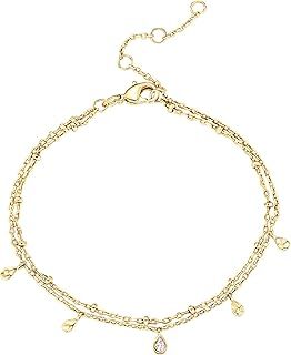 PAVOI 14K Gold Plated Paperclip/Curb/Figaro Chain Adjustable Bracelet for Women