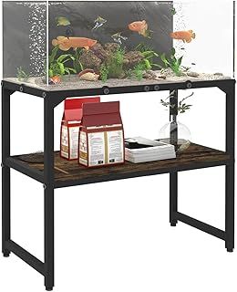 30 Gallon Rimless Fish Tank Stand with Shelf for Storage, 2 Tiers Metal Aquarium Stand, Breeder Tank Turtle Reptile Terrariums Stand Rack for Home Office, 30" L x 12" W x 20.5" H, White