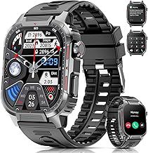 Military Smart Watches for Men Answer/Make Calls, 2.02" HD Large Screen Fitness Watch with Heart Rate Blood Oxygen Sleep Monitor Pedometer, 123 Sports Modes Smart Watch for Android iOS Phones