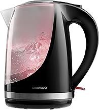 Daewoo 1.7L Cordless Kettle with Stainless Steel Lid - Colour Changing Indicator Lights - Glossy Black Plastic With Safety Locking Lid - Cordless Design - Black