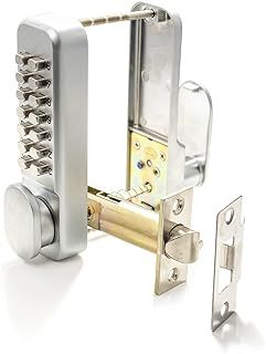 Digital Door Lock, 14 Button Combination Door Lock with Holdback Feature. Weather Resistant Code Lock with 3-7 Digit Code Length. Supplied Complete with fixings. Keyless Door Lock