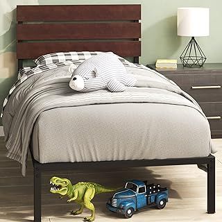Zinus Figari Single Bed frame - Bed 90x190 cm - 31 cm Height with Underbed storage - Sustainable Bamboo and Metal Platform Bed frame with Headboard - Brown and Black, Coffee Bean