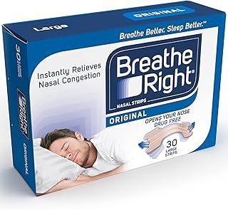 Breathe Right Nasal Strips Original Large 30s, Instantly Relieves Nasal Congestion, Helps Reduce Snoring, Drug-free, Snoring Aid for Men and Women, 30 Count (Pack of 1)