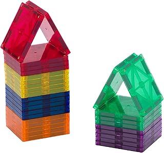 Playmags 30 Piece Magnetic Tiles Set For Kids – Magnetic Building Blocks – Strong Magnets & Sturdy Design – 3D STEM Construction Toys For Kids – Colorful Educational Toys