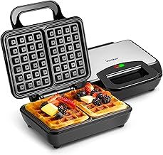 VonShef Waffle Maker, Dual Belgian Waffle Easy Clean Non-Stick Coated Plates & Automatic Temperature Control, Compact Stainless Steel Design – 1000W
