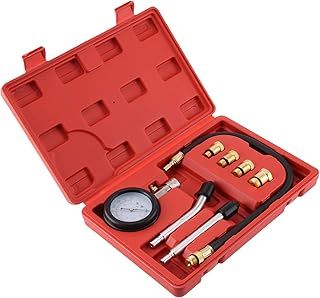 Trintion Engine Compression Test Kit Compression Tester Automotive Petrol Pressure Gauge Diagnostic Tool with Plastic Case Petrol for Vehicles and Motorcycles