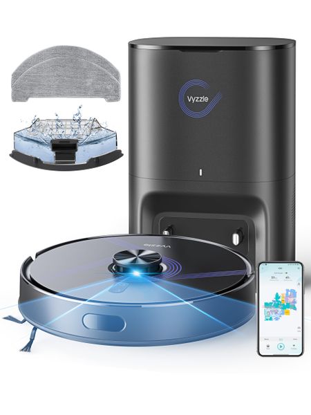Vyzzle Robot Vacuum Cleaner with Mop Self Emptying, 10,000Pa Suction, LiDAR Navigation with Smart Mapping Robot Hoover, 180min Runtime, App/Voice Control for Pet Hair/Carpet/All Floors, E20