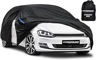 Universal Car Cover (4 Sizes) | Driver Side Zip | Waterproof All Weather | Snow/Sun proof | UV Protection Windproof Outdoor | Full Fitted | Length 420-450cm | Hatchbacks & Small SUVs