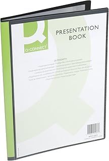 Display Book Q-CONNECT with Front Cover Pocket PP A4 460 Micron 20 Pockets Black/Document Archiving/Type-20 Pockets/Kind-with a Pocket/Index-N.a. / Pockets-N/D/Material-PP/Dividers-N.a.
