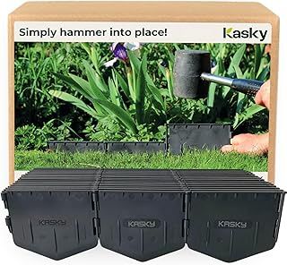 Easy to Install Lawn Edging Border - Simply Hammer into Place, No Trenches to Dig - Durable & Flexible Garden Edging - Invisible Grass & Path Edge from Recycled Plastic - 10.7 m / 35 ft Long