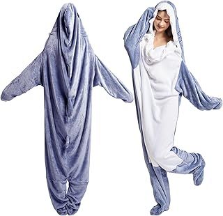Shark Blanket Hoodie Onesie Adult, Wearable Shark Blanket,Sleeping Bag,Soft Cozy Shark Costume,Cosplay Shark Costume Gift for Family and Friends.(Size:S,M,L,XL)