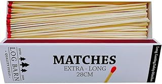 Log Barn 28cm Extra-long Safety Matches, 1 Box (90 Matches Per Box). Long-lasting Camping Matches for Wood Burners, Fire Pits, Ovens. Extra Strong BBQ Fire Lighters - Genuine Log Barn Match Lighters