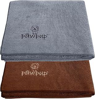 PAWPUP Dog Towel Super Absorbent 100x60cm Set of 2 Microfibre Pet Towel for Dogs Cats and other Pets (Brown and Grey)