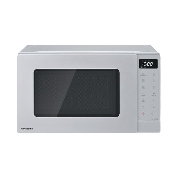 Panasonic NN-GT23QMBPQ 20L Grill Microwave Oven with Glass Tray & Wire Rack, 800W, 1000W Grill, LED Display, Auto Defrost, 9 Auto Programmes, Timer, Silver