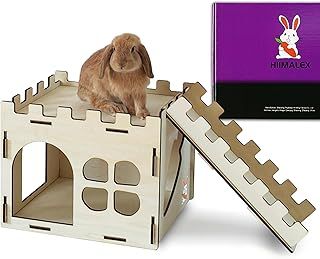 HIIMALEX Extra Large Sturdy Bunny Castle Hideout for Indoor Rabbits Play House with Stairs Round Edges Detachable Habitats for Rabbit Hedgehog Guinea Pig Chinchilla Hamster Gerbil