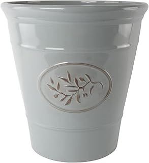 Plastic Outdoor Classic Olive Planter With Glossy Finish 30cm Frost Proof Long Lasting Flower Pot Garden Planter-Grey
