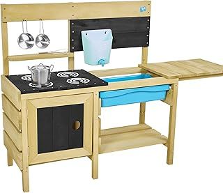 TP Toys | Mud Kitchen | Deluxe Wooden Mud Kitchen | Boys and Girls 3+ | Kids Outdoor Kitchen Playset with Water Pan, Garden Sink, and Kitchen Accessories | Garden & Sensory Pretend Play for Kids