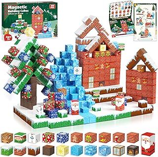 Christmas Magnetic Building Blocks, 150 Pcs Magnetic Tiles Building Blocks Toddler Toys STEM Sensory Outdoor Toys for 3 4 5 6 7 8 9+ Year Old Boys & Girls As a Christmas Birthday Gifts