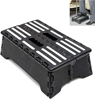 Folding Step Stool 5 inch, Portable Step Stool for Adults, Collapsible Half Step for Elderly Kids, Stepstool for Van SUVs and RV, Black