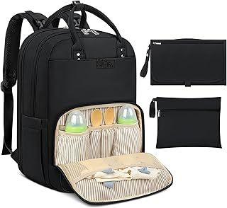Baby Changing Bag Backpack with Portable Changing Mat Waterproof Nappy Bag Multifunction Baby Diaper Bags Large Rucksack Bag for Mom & Dad Black