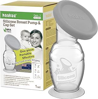 haakaa Manual Breast Pump with Suction Base and Silicone lid Set 4oz/100ml