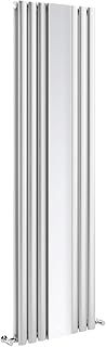 Go Bathrooms Mirrored Vertical Radiator 1800 x 500mm White Oval Mirror Radiator Central Heating Double Panel Tall Radiators