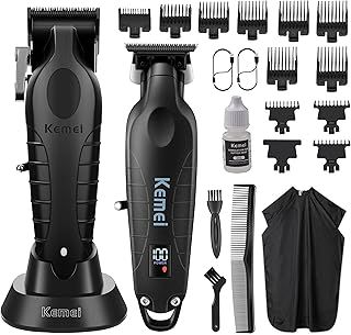 KEMEI Hair Clippers for Men, Professional Clippers and Trimmers Set, Cordless Zero Gap Trimmer for Men with LED Display, 11 Guide Combs, Mens Gifts